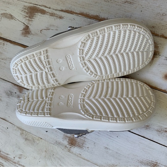 CROCS glitter sandals slides white silver NWOT women’s sz 11 - Picture 7 of 10